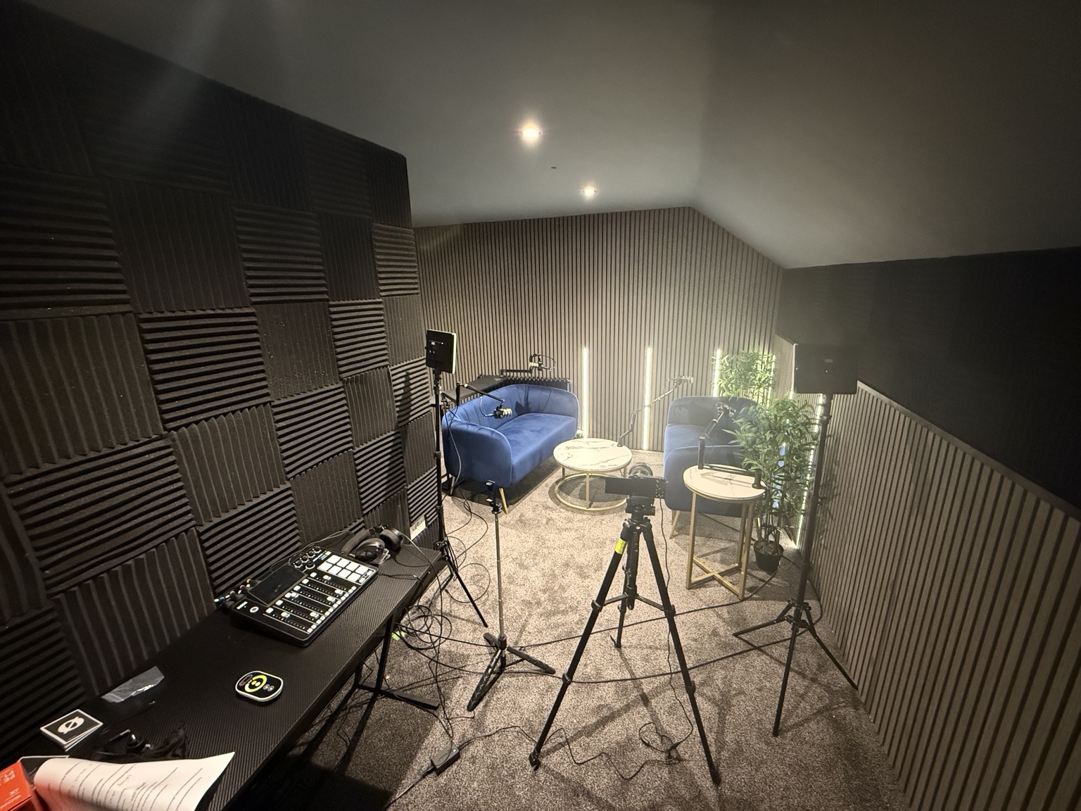 The Attic podcast studio setup
